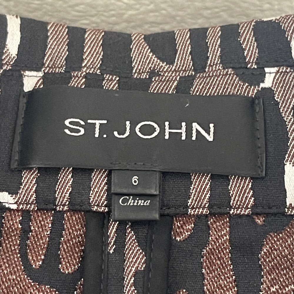 St. John Size 6 Animal Print Blazer‎ Brown Black Metallic Button Career Jacket